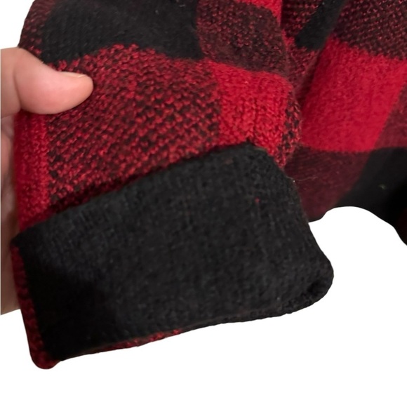Tahari Women’s Buffalo Red Black Checkered Wool Blend Mock Neck Sweater size XL - Picture 7 of 9